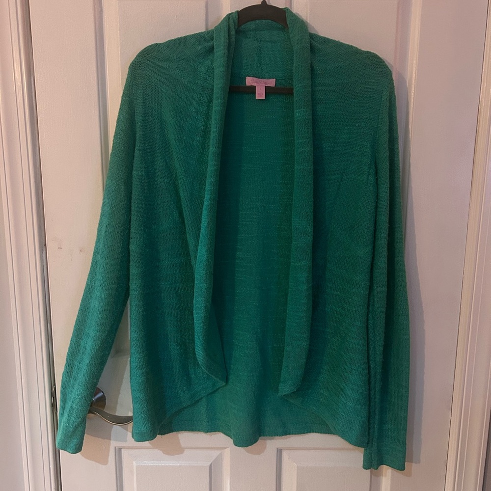 Lilly Pulitzer Kelly Green Open Front Cardigan Sweater large